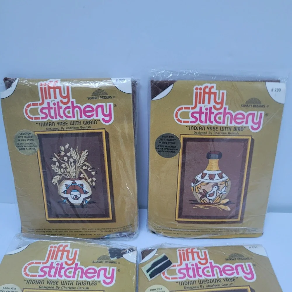 Sunset Designs Embroidery Native American Pottery Kits Lot of 4 Charlene Gerrish